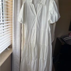 Elegant White Button-Down Dress